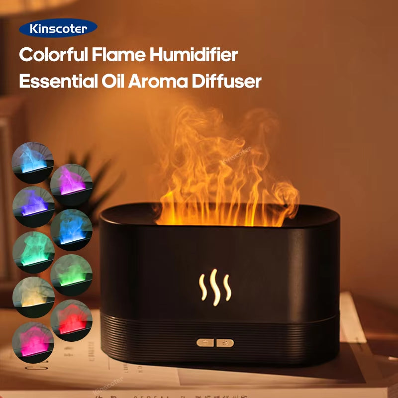 LuminaFlame™ | 7-Color LED Flame Aroma Diffuser & USB Humidifier