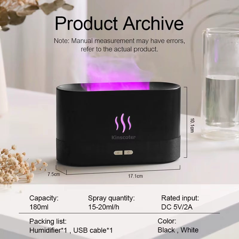 LuminaFlame™ | 7-Color LED Flame Aroma Diffuser & USB Humidifier