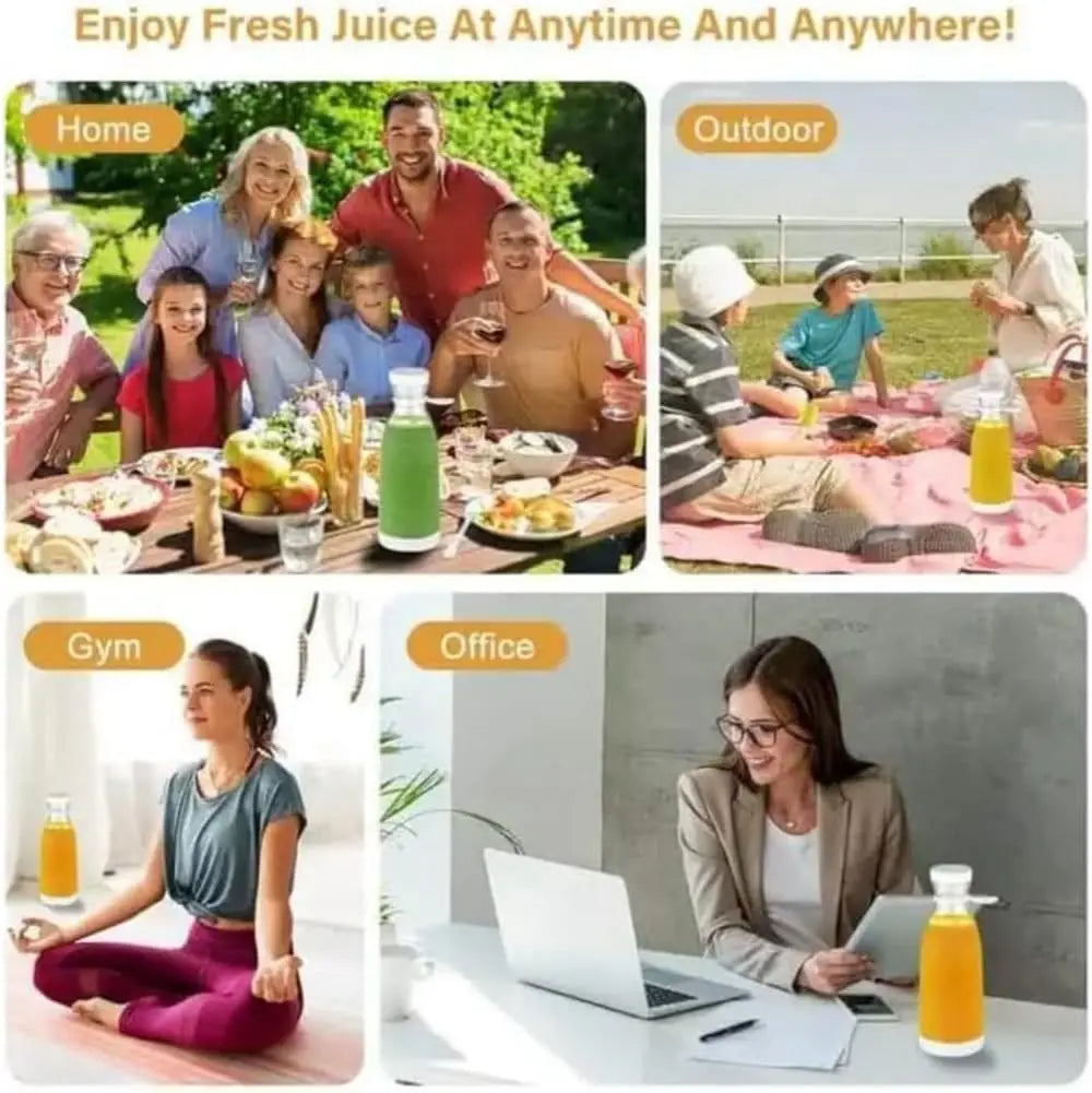 Portable 6-Blade 420ml USB Rechargeable Juicer Blender - Compact Electric Fruit Mixer for Daily Kitchen Use