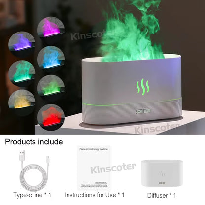 LuminaFlame™ | 7-Color LED Flame Aroma Diffuser & USB Humidifier