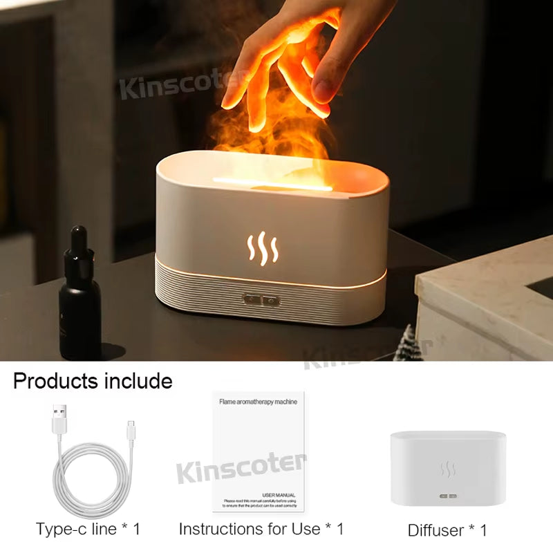 LuminaFlame™ | 7-Color LED Flame Aroma Diffuser & USB Humidifier
